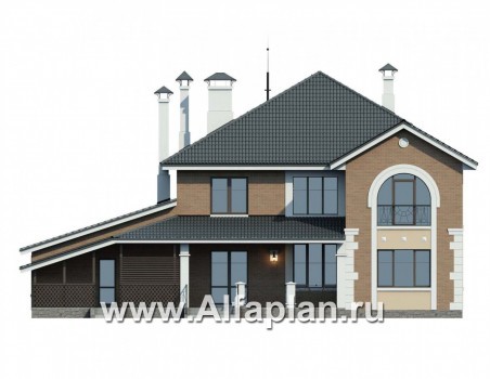 Проекты домов Альфаплан - 137Б «Феникс» + СПА-центр 288В - удобный дом с комплексом для отдыха - превью фасада №4