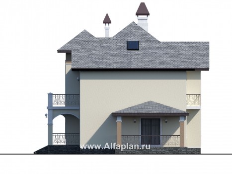 Проекты домов Альфаплан - «Разумовский» - элегантный загородный коттедж с террасой - превью фасада №2