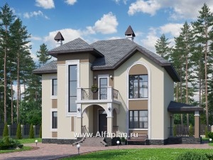 Превью проекта ««Разумовский» - проект двухэтажного дома из кирпича, с террасой и с балконом»