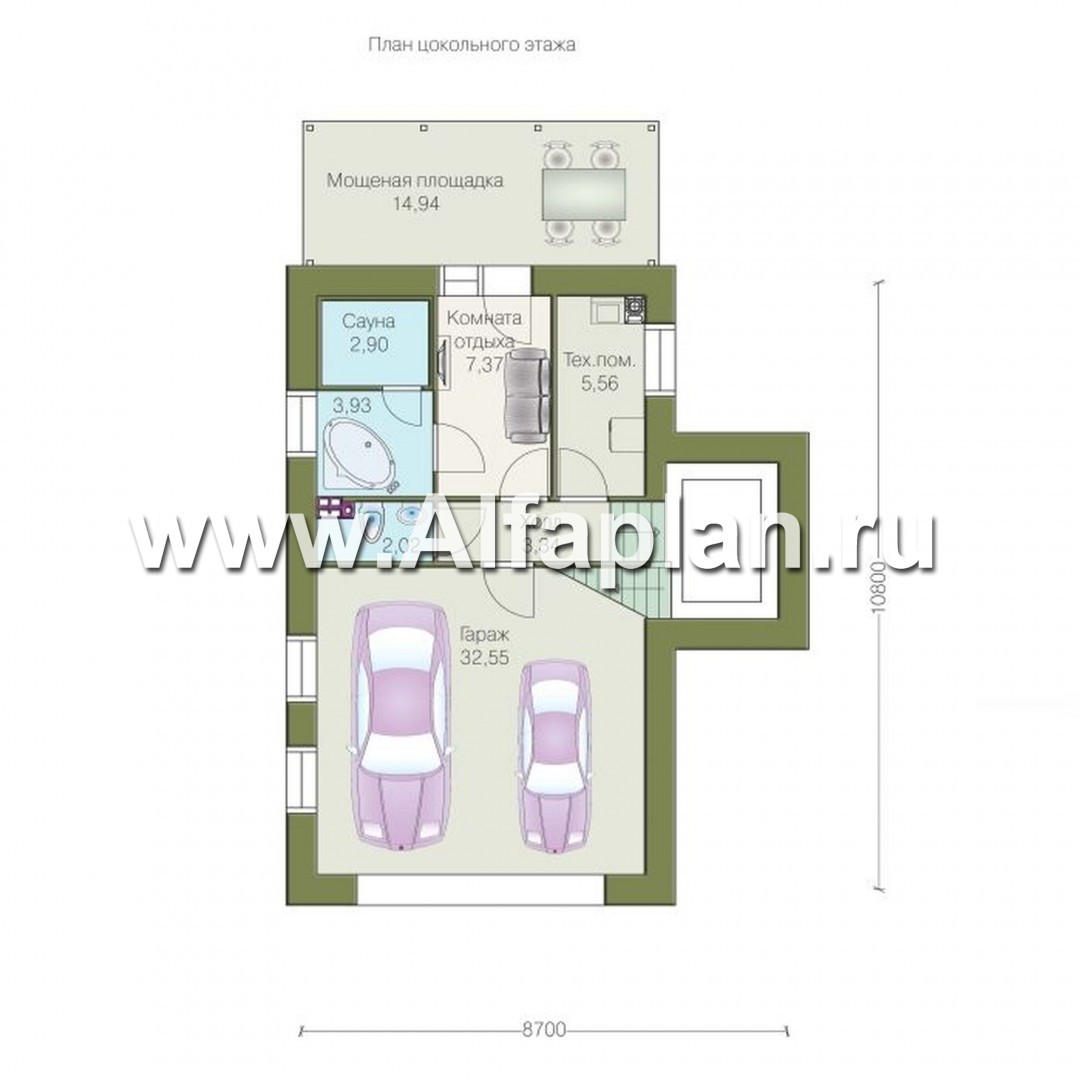 Проекты домов Альфаплан - «Экспрофессо»- компактный трехэтажный коттедж - план проекта №1