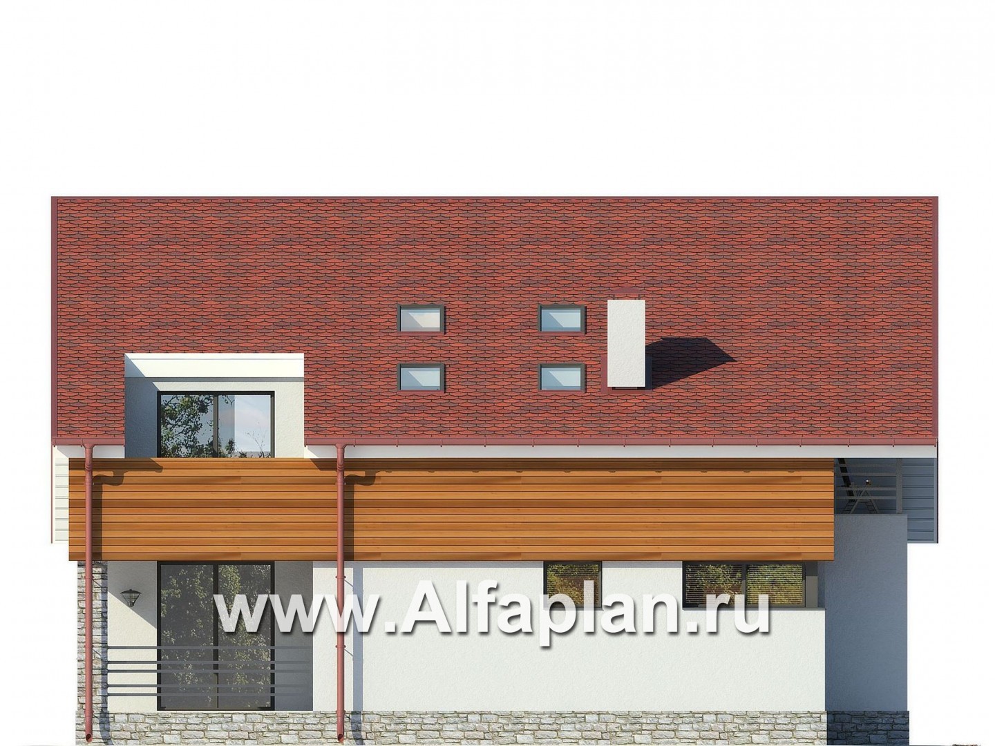 Проекты домов Альфаплан - Коттедж в авангардном стиле - изображение фасада №3