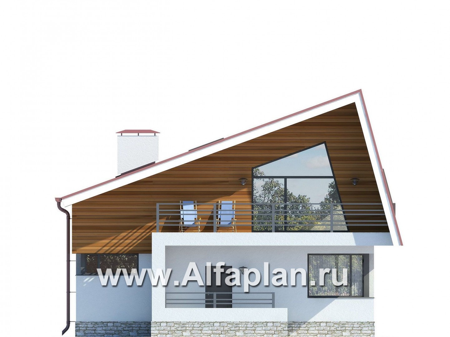 Проекты домов Альфаплан - Коттедж в авангардном стиле - изображение фасада №4