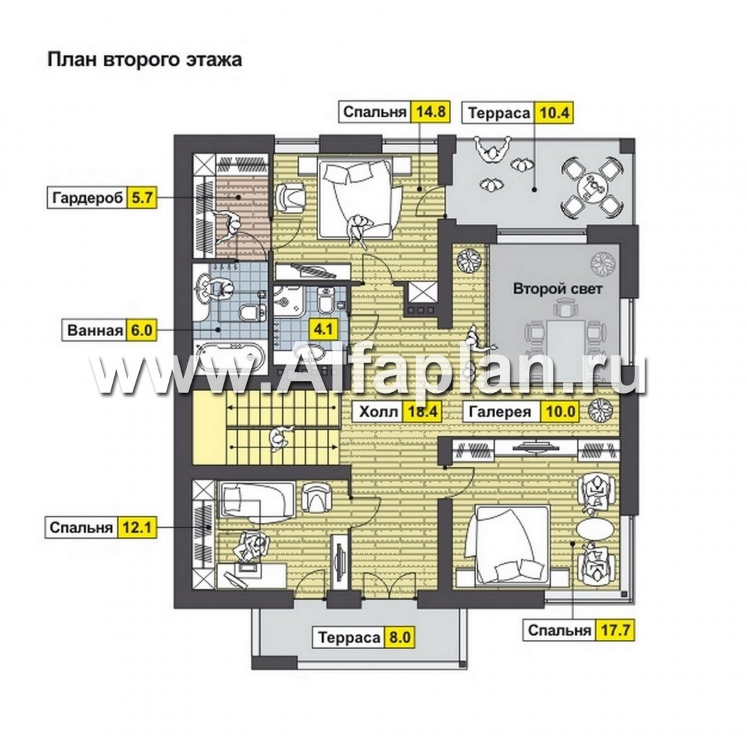 Проекты домов Альфаплан - Современный коттедж с цокольным этажом - изображение плана проекта №3