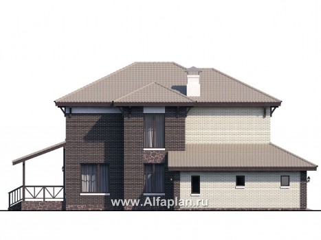 Проекты домов Альфаплан - «Вишера» - стильный дом с гаражом на два автомобиля - превью фасада №3