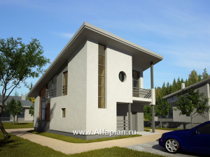 Превью проекта «Проект дома с мансардой, планировка со вторым светом в гостиной, с террасой и односкатной крышей, в стиле минимализм»