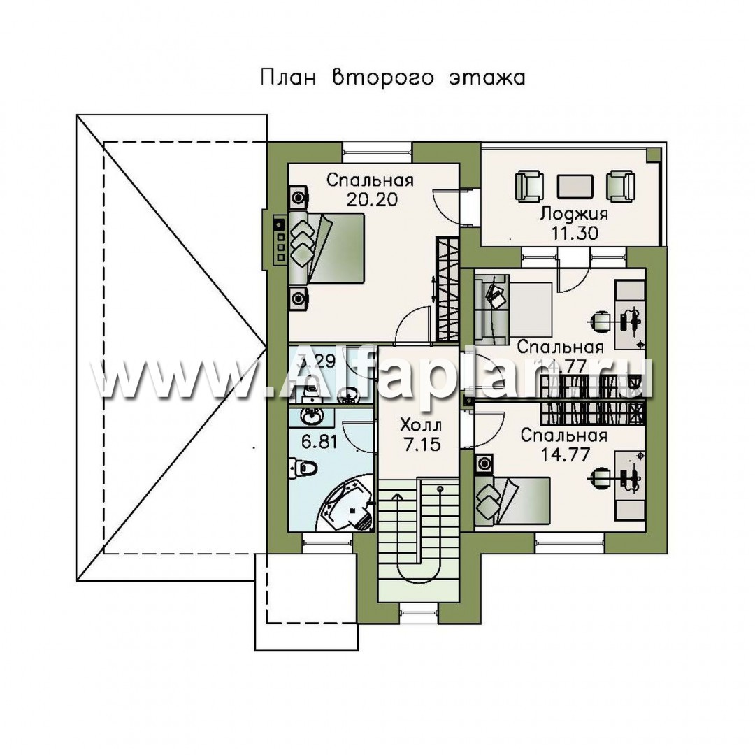 Проекты домов Альфаплан - «Зазеркалье»- проект элегантного  компактного коттеджа с гаражом - план проекта №2