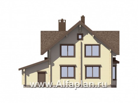 Проекты домов Альфаплан - Небольшой деревянный дом для загородного отдыха - превью фасада №3
