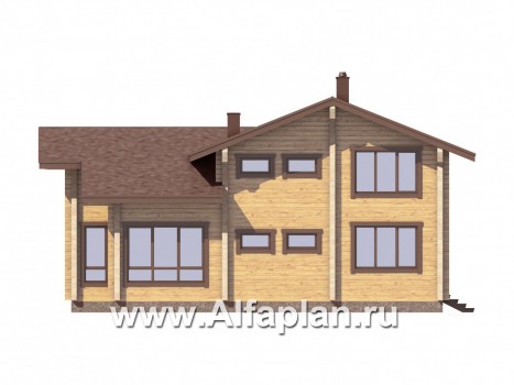 Проекты домов Альфаплан - Дом из бруса с красивой двусветной гостиной - превью фасада №4