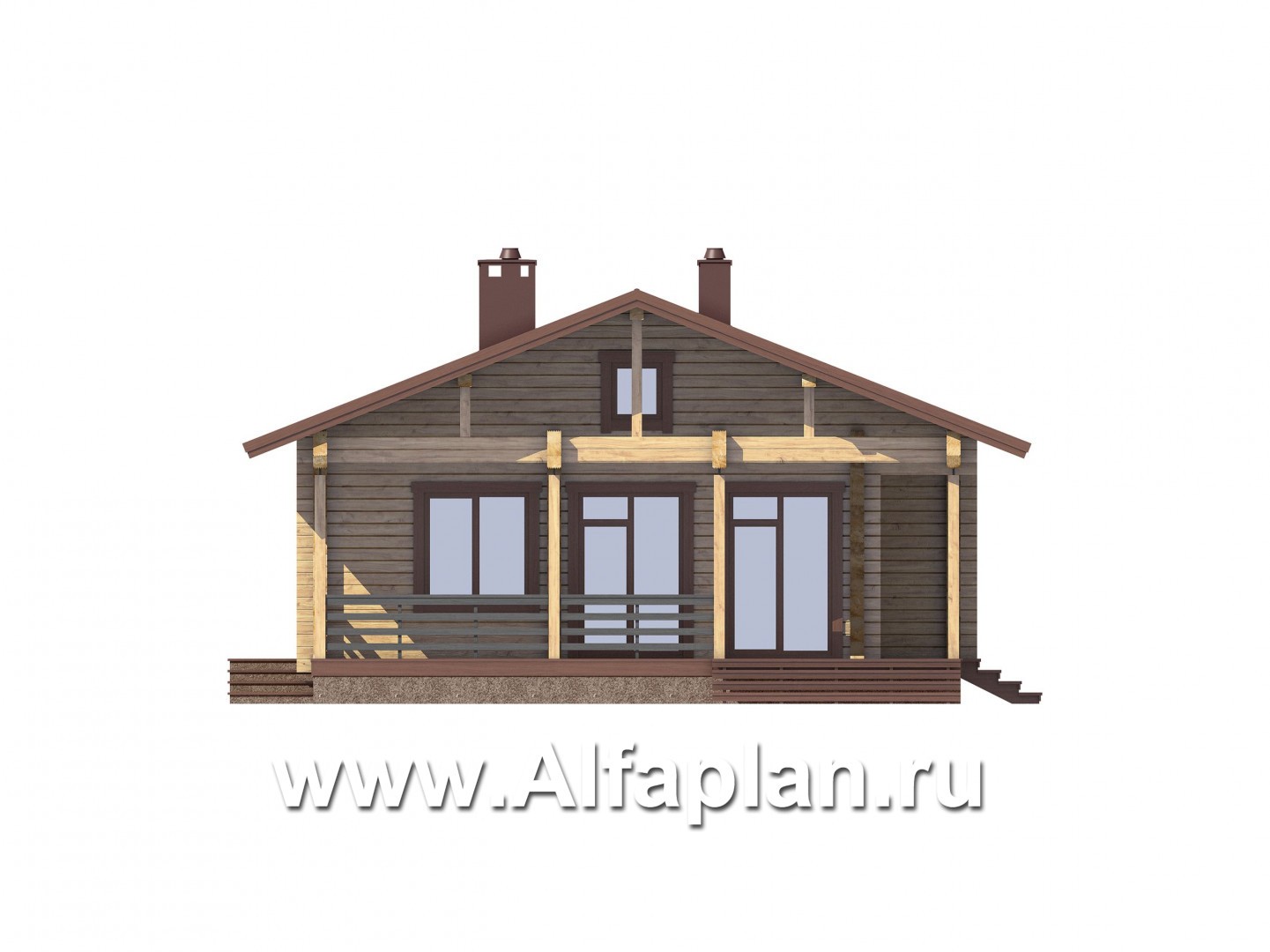 Проекты домов Альфаплан - Удобная современная дача с большой угловой террасой - изображение фасада №3