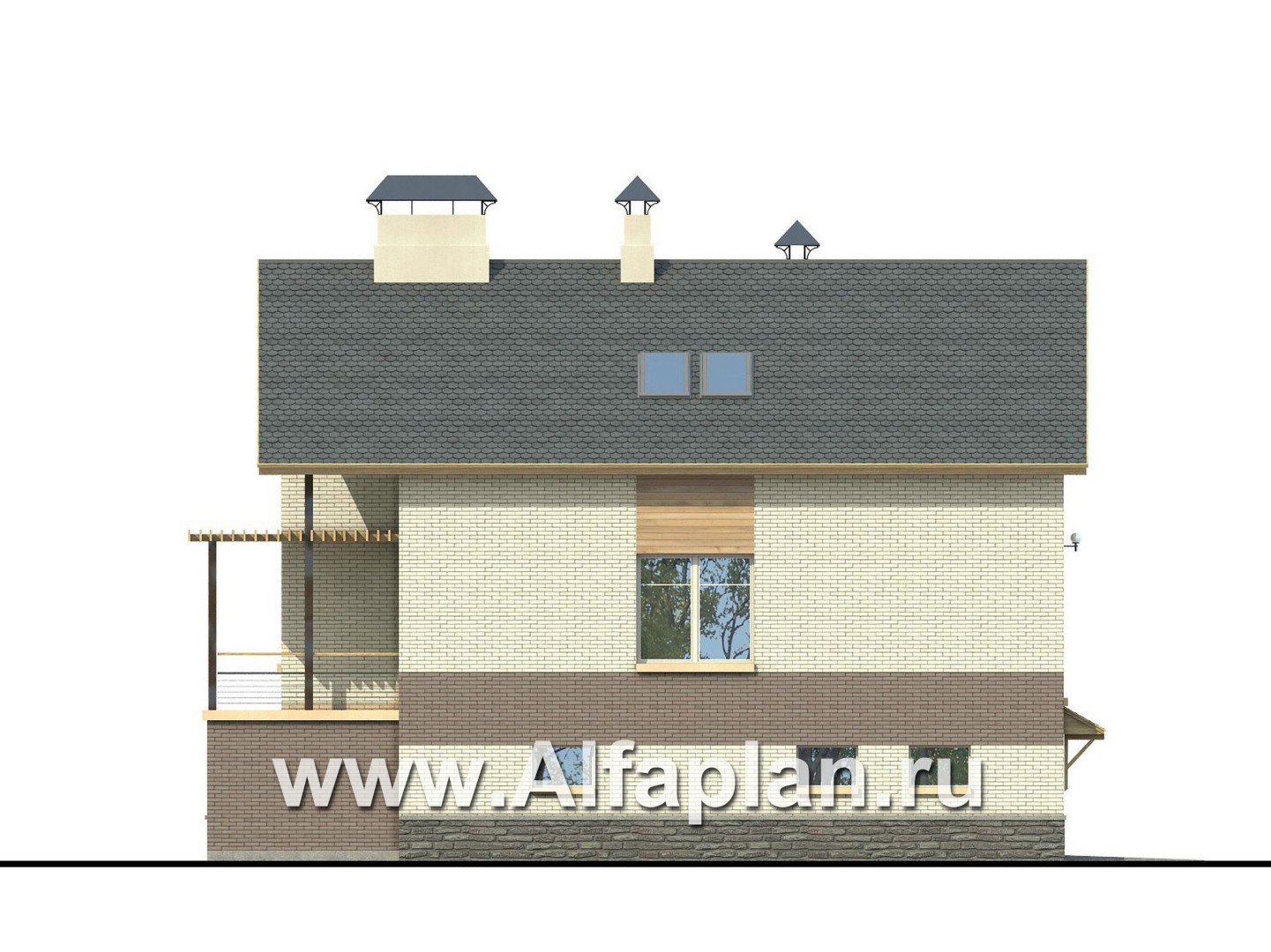«Эврика» - проект трехэтажного дома, планировка с увеличенной прихожей, с гаражом в цоколе, для узкого участка - фасад дома