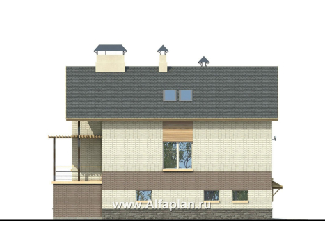 «Эврика» - проект трехэтажного дома, планировка с увеличенной прихожей, с гаражом в цоколе, для узкого участка - превью фасада дома