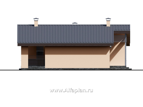 Проекты домов Альфаплан - «Дельта» - удобный и практичный каркасный дом в один этаж - превью фасада №3
