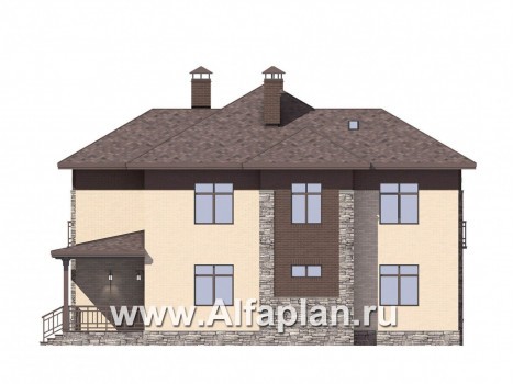 Проекты домов Альфаплан - Двухэтажный коттедж c удобной планировкой - превью фасада №3