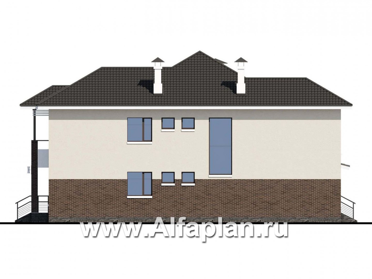 Проекты домов Альфаплан - «Родос» - проект современного двухэтажного дома с гаражом на две машины - изображение фасада №2