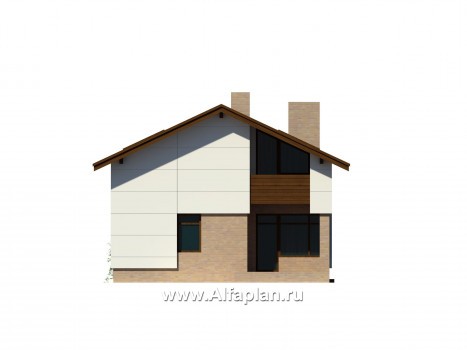 Проекты домов Альфаплан - Современный каркасный коттедж для узкого участка - превью фасада №1
