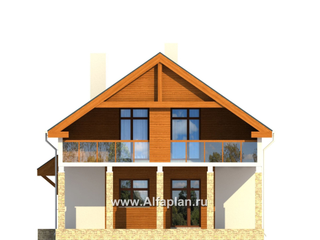 Проекты домов Альфаплан - Современный каркасный дом - превью фасада №4