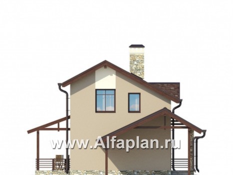 Проекты домов Альфаплан - Небольшой современный каркасный дом с навесом для машины - превью фасада №4