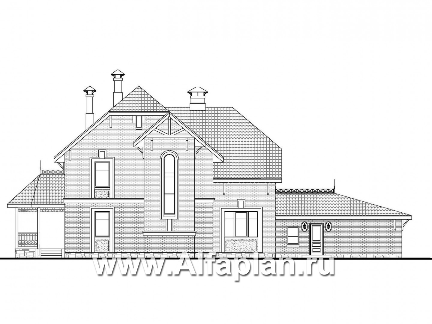Проекты домов Альфаплан - «Ясная поляна» - удобный коттедж для большой семьи - изображение фасада №4