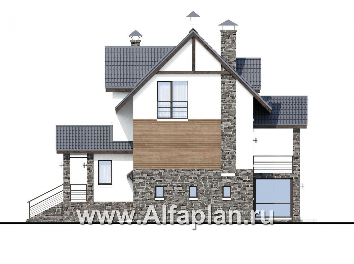 Проекты домов Альфаплан - «Берег» - современный компактный коттедж для небольшого участка - изображение фасада №2