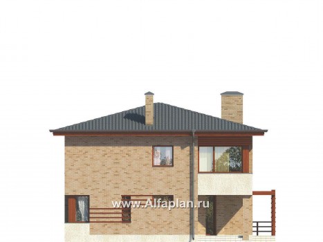 Проекты домов Альфаплан - Двухэтажный коттедж с угловым входом - превью фасада №3