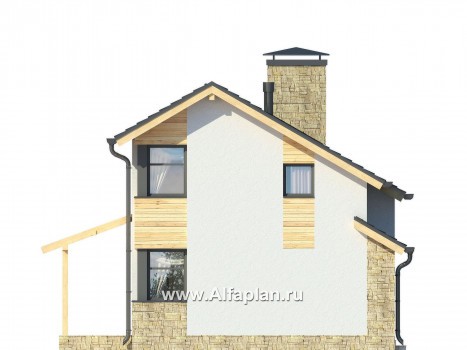 Красивый проект дома с мансардой, 2 спальни и терраса, в стиле минимализм - превью фасада дома