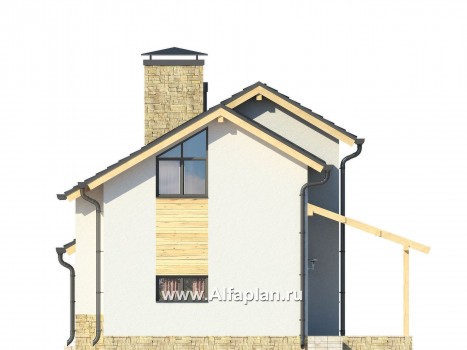 Красивый проект дома с мансардой, 2 спальни и терраса, в стиле минимализм - превью фасада дома
