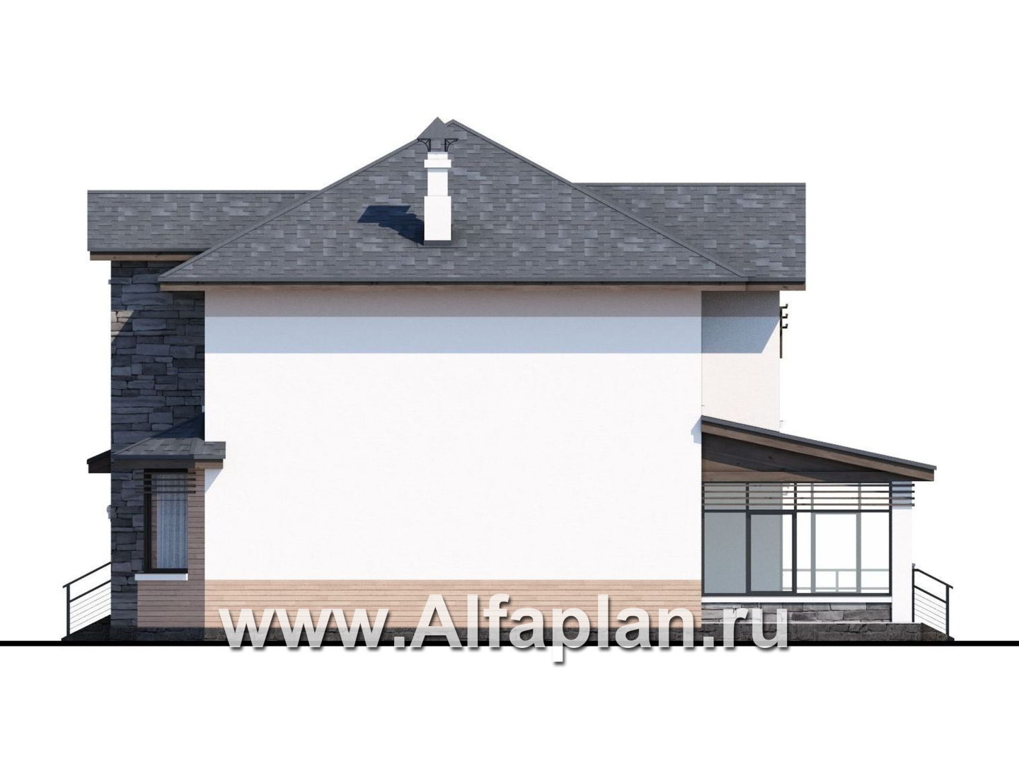 Проекты домов Альфаплан - «Оазис» - уютный коттедж с  комфортной планировкой - изображение фасада №2