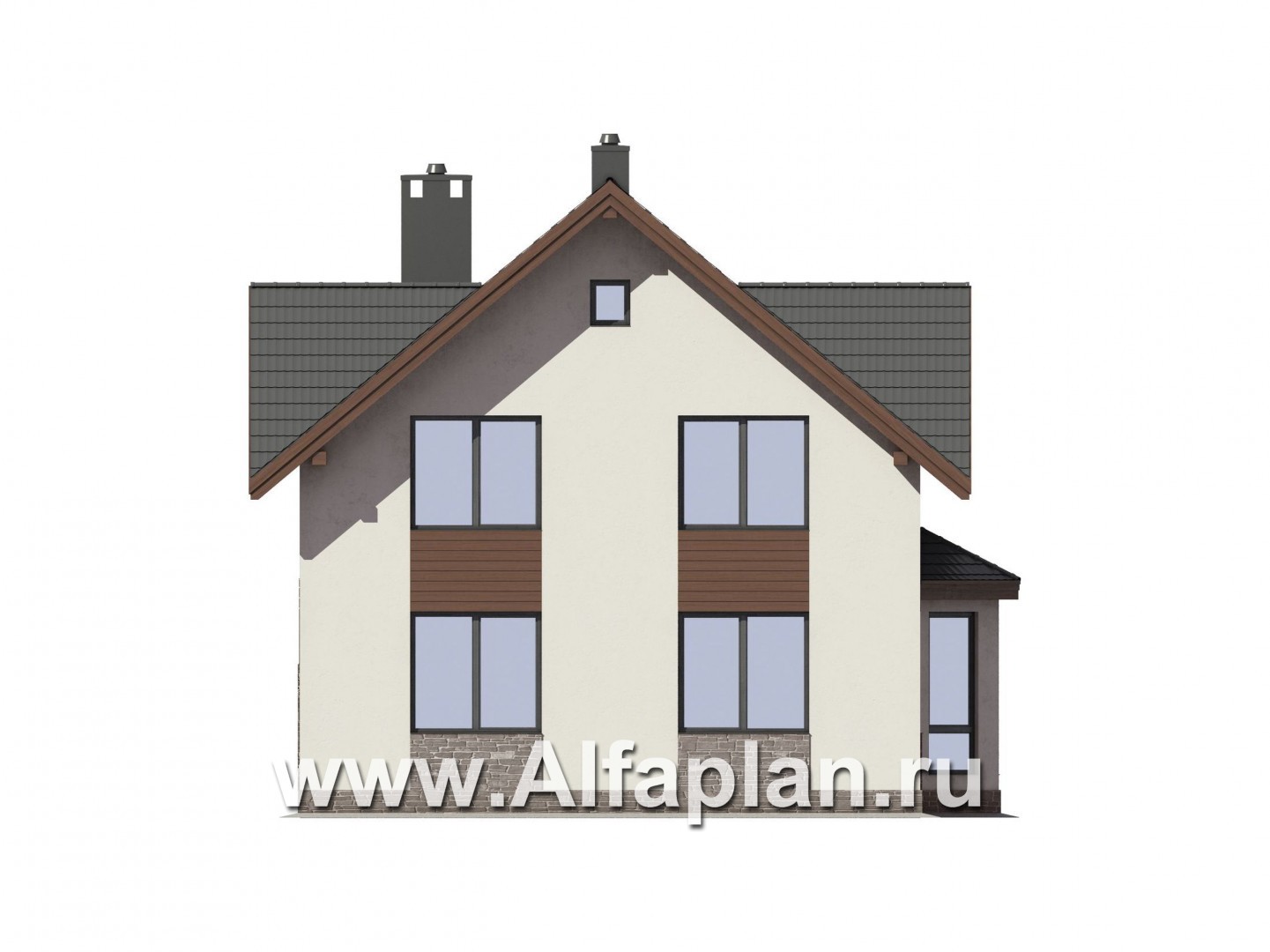 Проекты домов Альфаплан - Компактный дом с террасой - изображение фасада №2