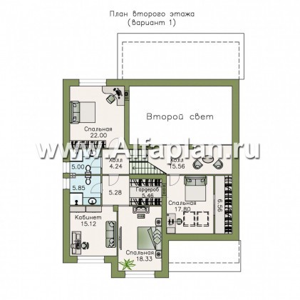 Проекты домов Альфаплан - «Мажестик» - современный  коттедж в полтора этажа с гаражом - превью плана проекта №2