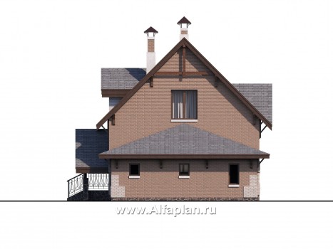 Проекты домов Альфаплан - «Улыбка» - компактный загородный дом с гаражом - превью фасада №2