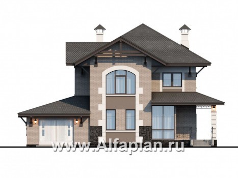 Проекты домов Альфаплан - «Фея сирени» - изящный дом с гаражом - превью фасада №1