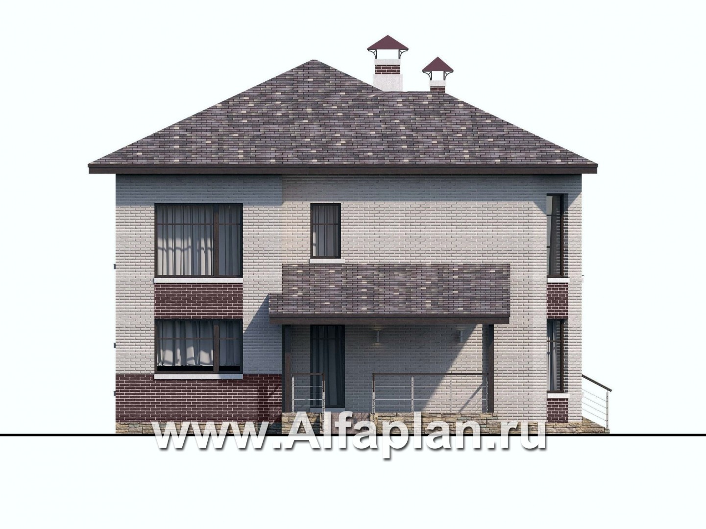 Проекты домов Альфаплан - «Статус» - современный комфортный дом с террасой - изображение фасада №3
