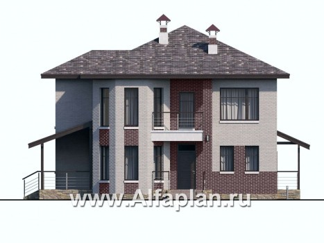 Проекты домов Альфаплан - «Статус» - современный комфортный дом с террасой - превью фасада №1