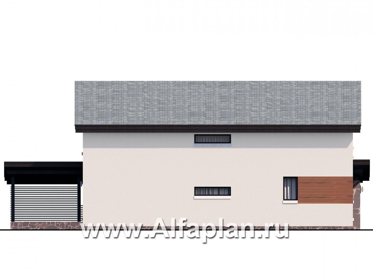 Проекты домов Альфаплан - «Писарро» - проект дома для узкого участка, 3 спальни - изображение фасада №3