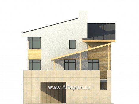 Проекты домов Альфаплан - Трехэтажный кирпичный коттедж - превью фасада №2