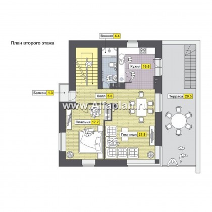 Проекты домов Альфаплан - Трехэтажный кирпичный коттедж - превью плана проекта №2