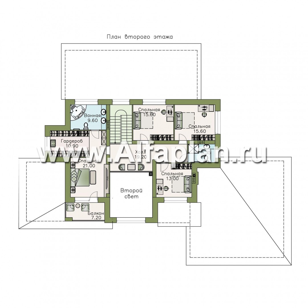 Проекты домов Альфаплан - «Арно» - классический особняк с большим гаражом и бассейном - план проекта №2