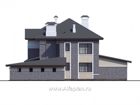 Проекты домов Альфаплан - «Арно» - классический особняк с большим гаражом и бассейном - превью фасада №2