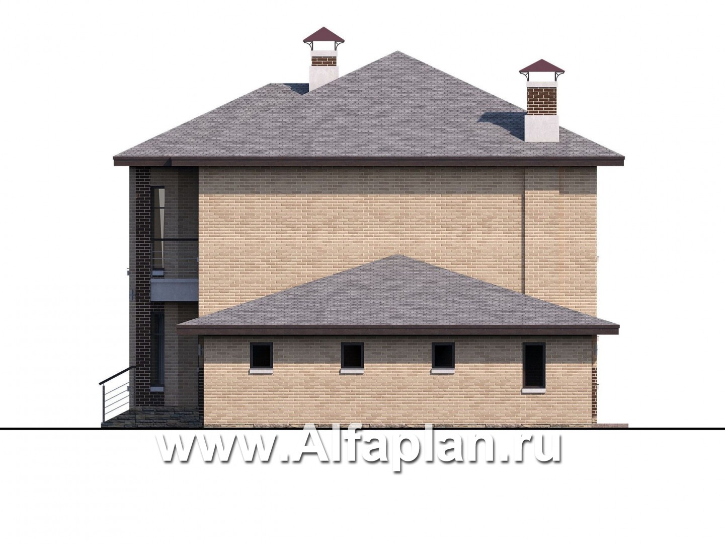 Проекты домов Альфаплан - «Статус» - современный комфортный дом с гаражом и террасой - изображение фасада №2