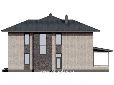 Проекты домов Альфаплан - Современный двухэтажный дом из газобетона - превью фасада №3