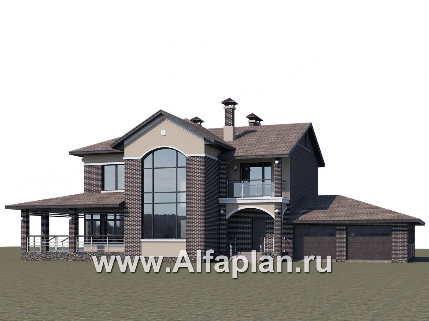 Проекты домов Альфаплан - «Голицын»- особняк с гаражом на два автомобиля - дополнительное изображение №1