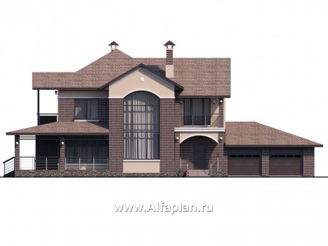Проекты домов Альфаплан - «Голицын»- особняк с гаражом на два автомобиля - превью фасада №1