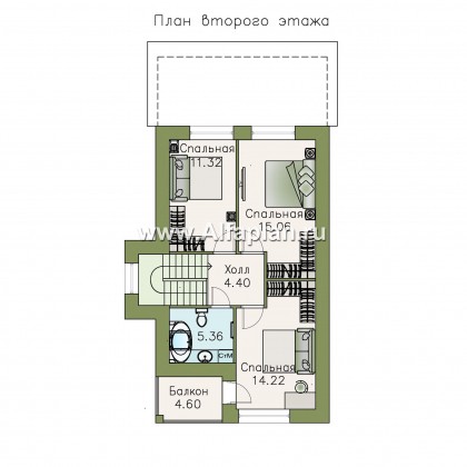 Проекты домов Альфаплан - «Арс» - небольшой мансардный дом для узкого участка - превью плана проекта №2