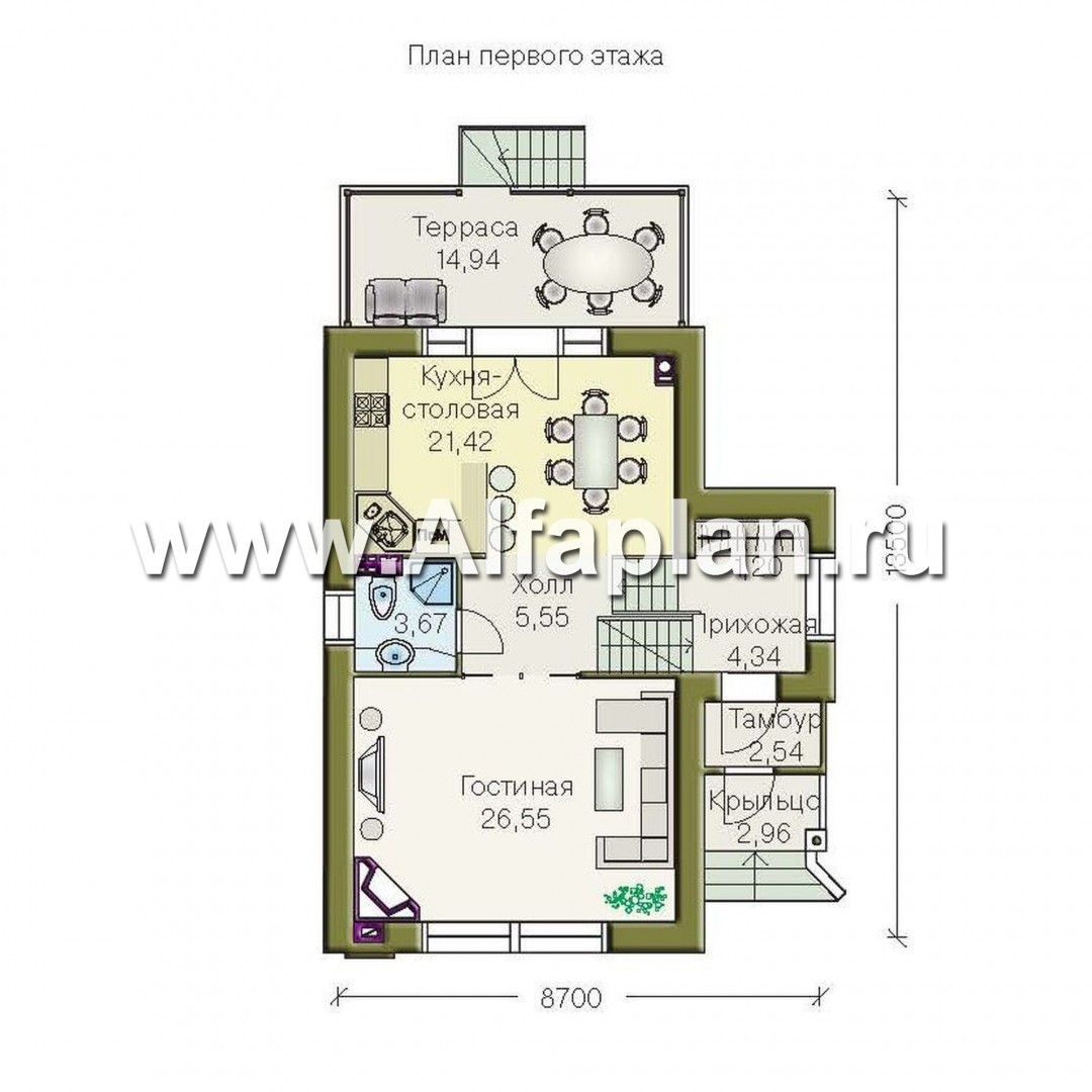 Проекты домов Альфаплан - «Эксклюзив» - компактный трехэтажный коттедж - изображение плана проекта №2
