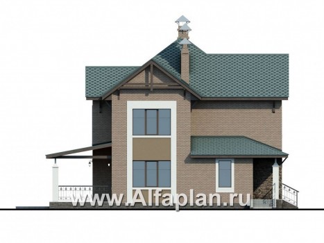 Проекты домов Альфаплан - «Магнит» - коттедж с террасами и постирочной - превью фасада №3