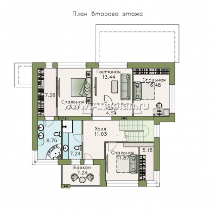 Проекты домов Альфаплан - «Прайд» - современный коттедж с остекленной верандой - превью плана проекта №3