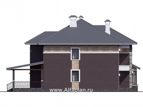 Проекты домов Альфаплан - «Висла» — особняк с двусветной столовой - превью фасада №3