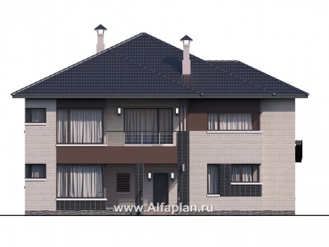 Проекты домов Альфаплан - «Эльба» — современная вилла с угловым остеклением - превью фасада №1