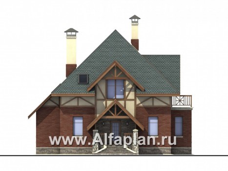 Проекты домов Альфаплан - «Уют» - проект небольшого коттеджа с зимним садом - превью фасада №1
