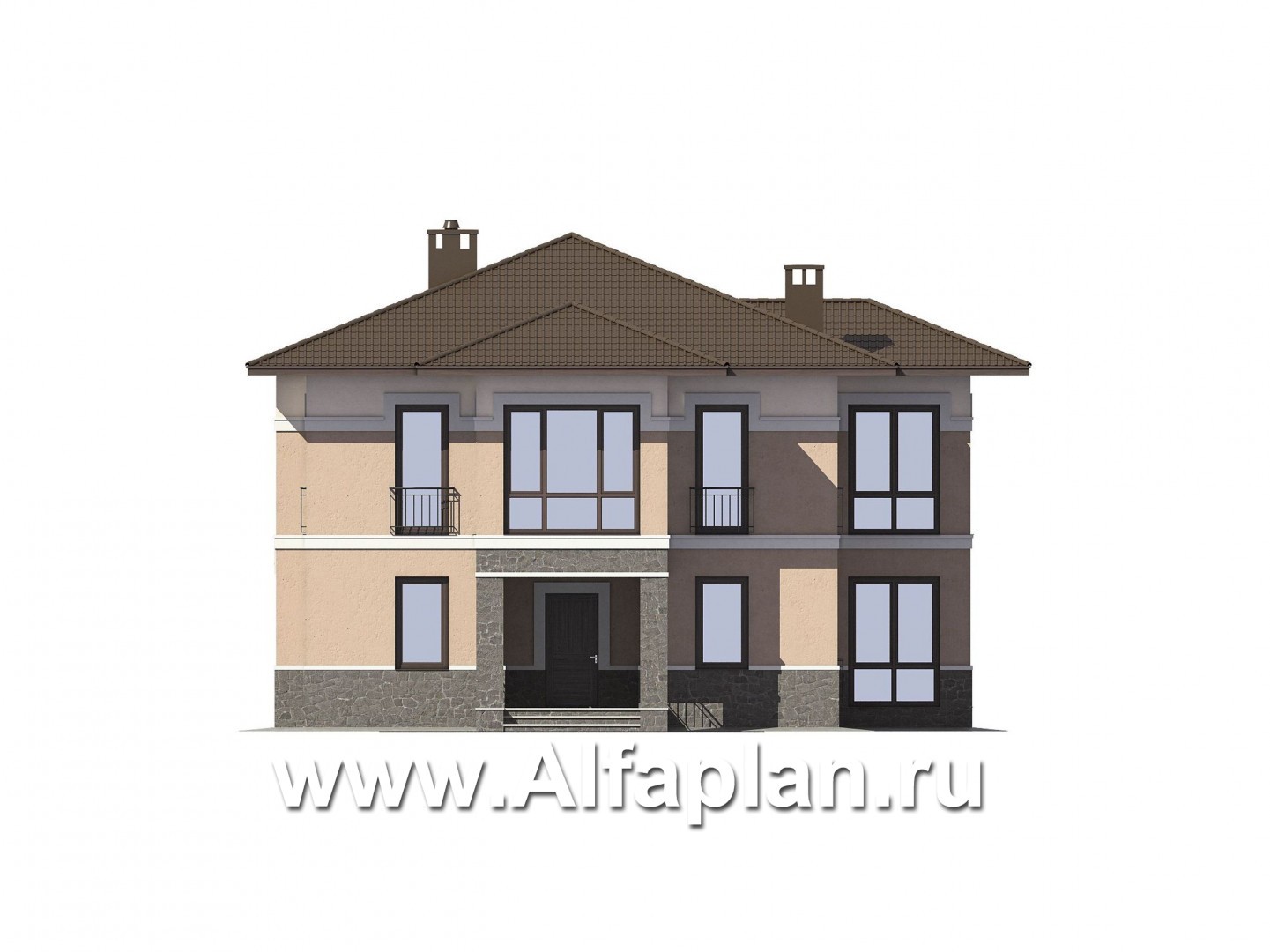 Проекты домов Альфаплан - Элегантный двухэтажный коттедж - изображение фасада №1